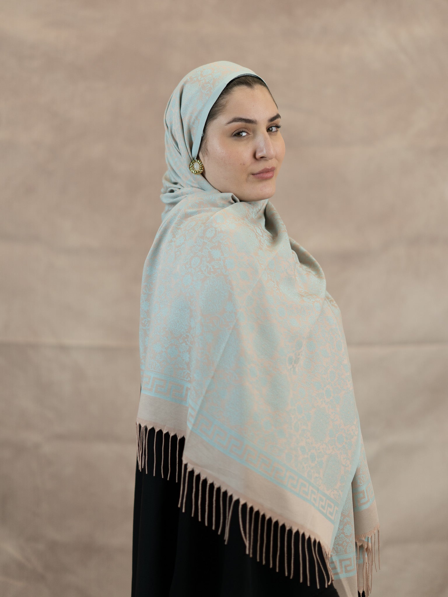 Reversible Jacquard Silk And Viscose Scarf