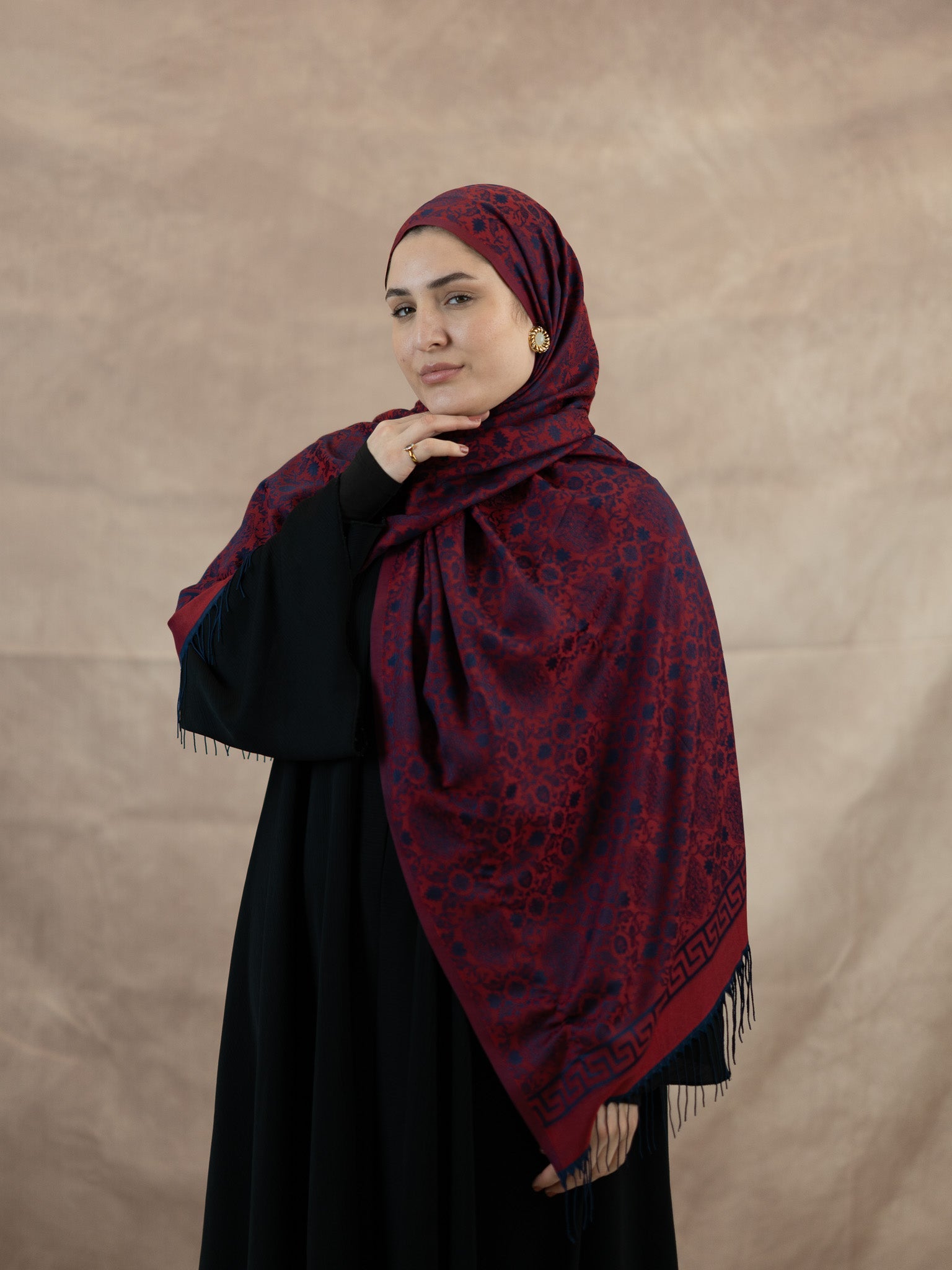 Reversible Jacquard Silk And Viscose Scarf