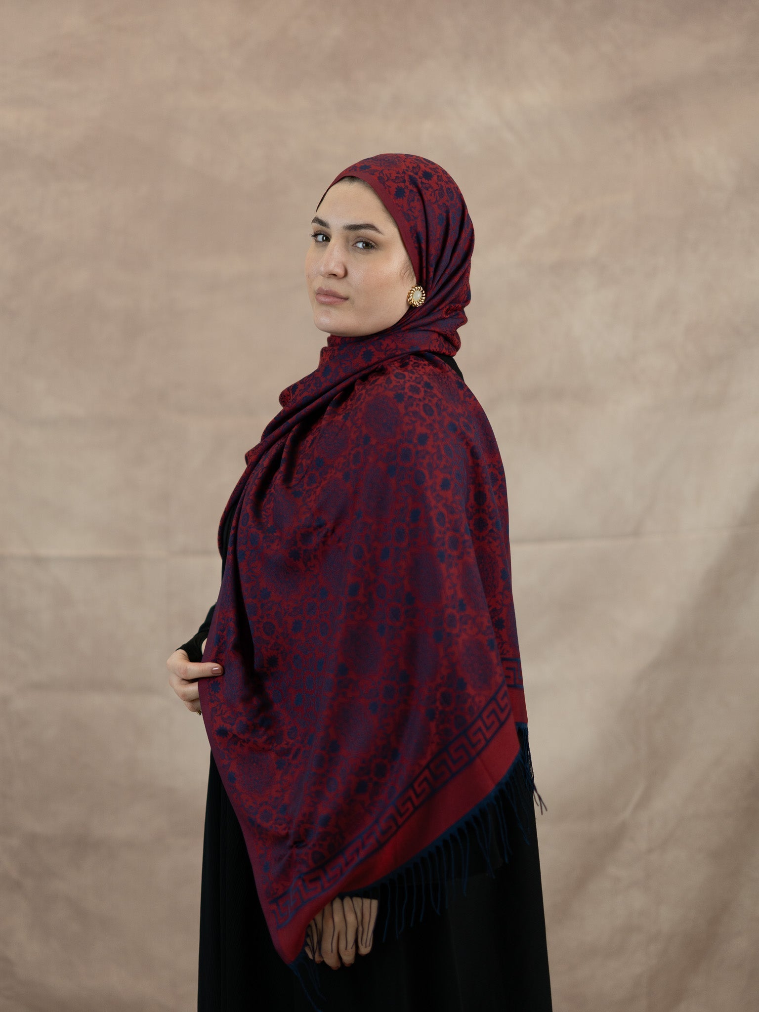 Reversible Jacquard Silk And Viscose Scarf