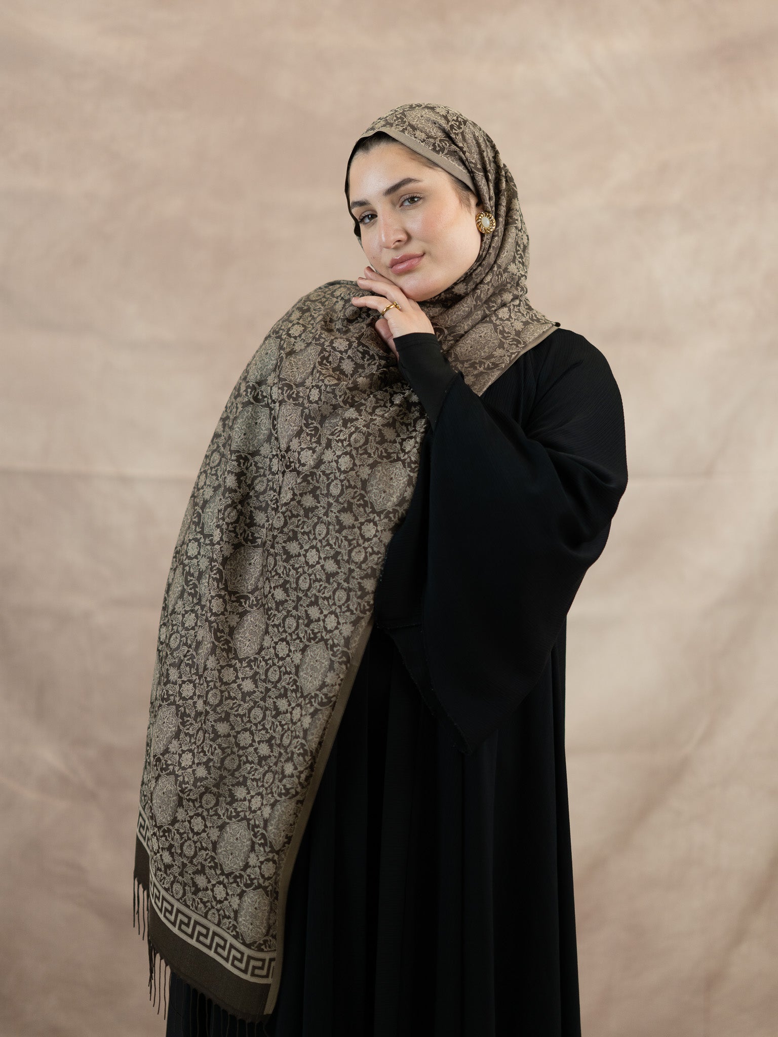 Reversible Jacquard Silk And Viscose Scarf