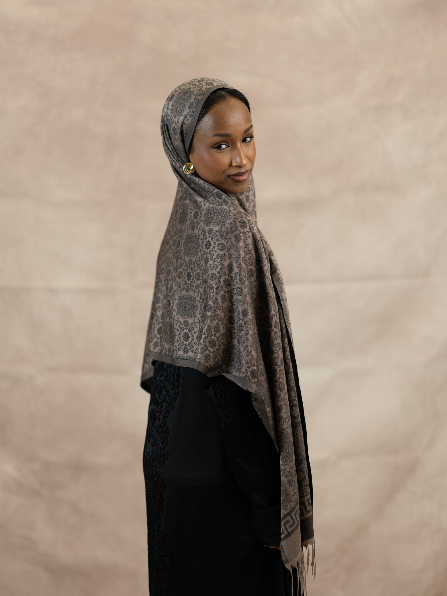 Reversible Jacquard Silk And Viscose Scarf