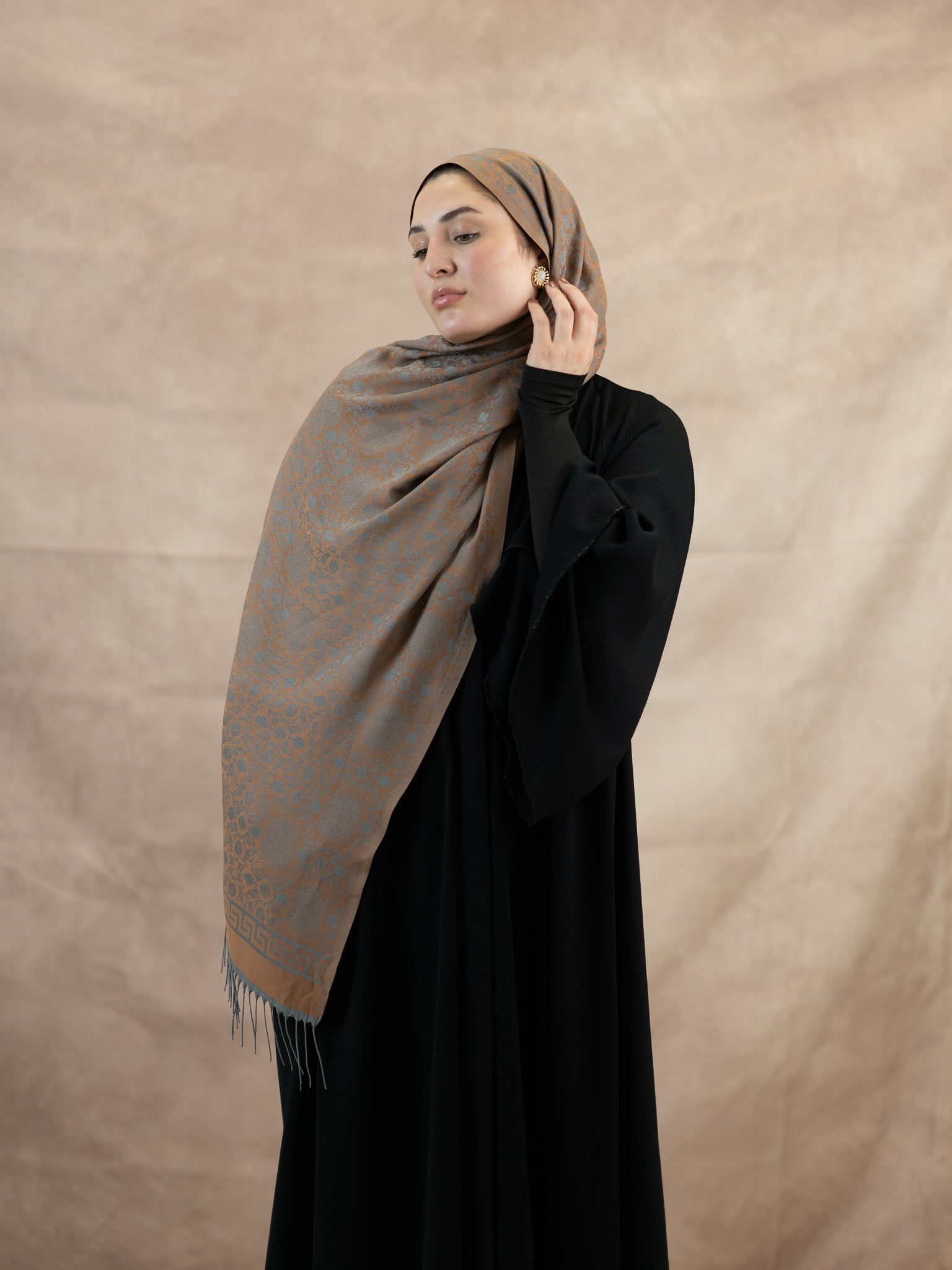 Reversible Jacquard Silk And Viscose Scarf