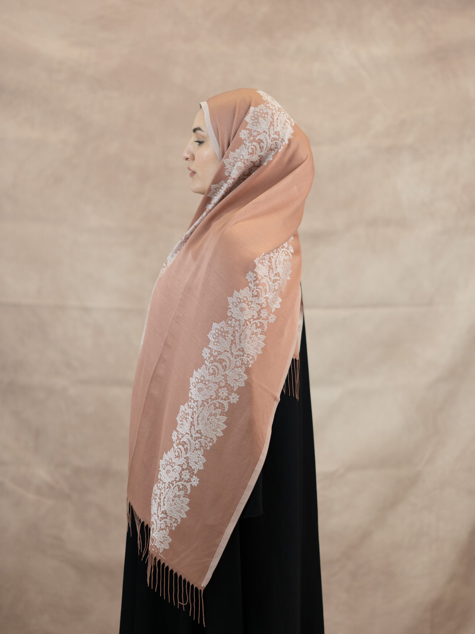 Reversible Lace Veil Silk & Viscose Scarf