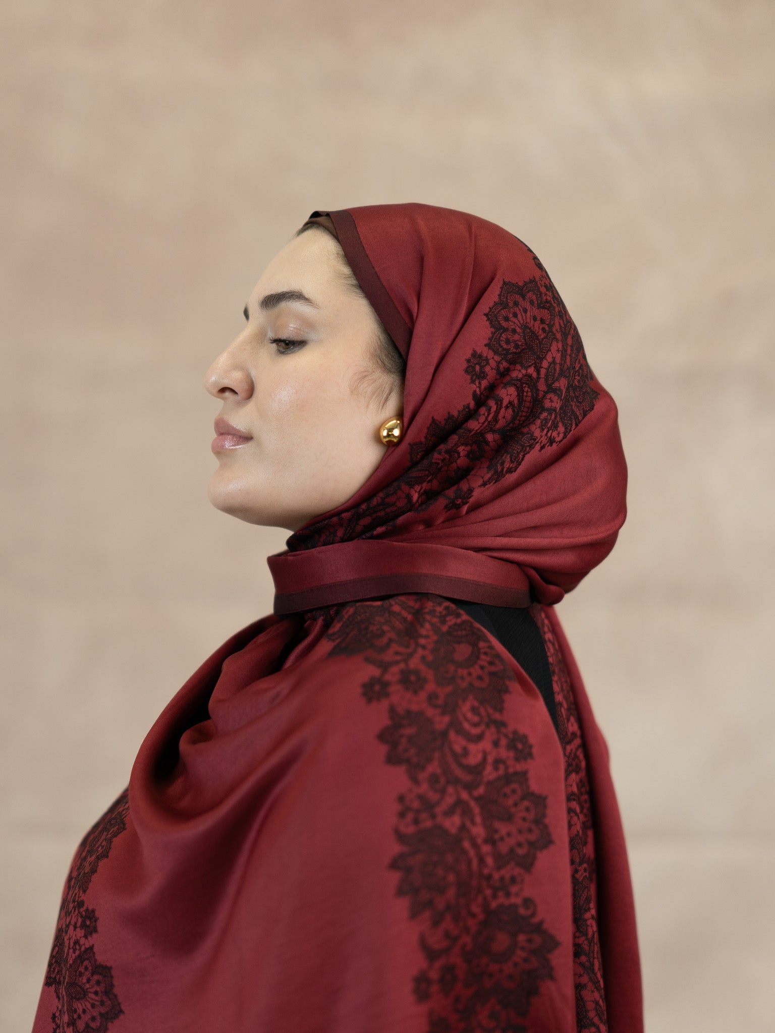 Reversible Lace Veil Silk & Viscose Scarf