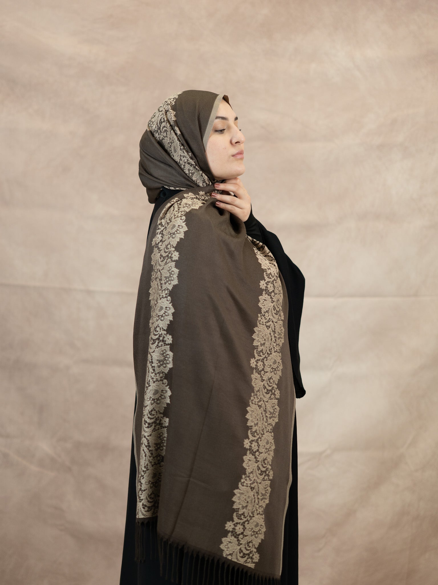 Reversible Lace Veil Silk & Viscose Scarf