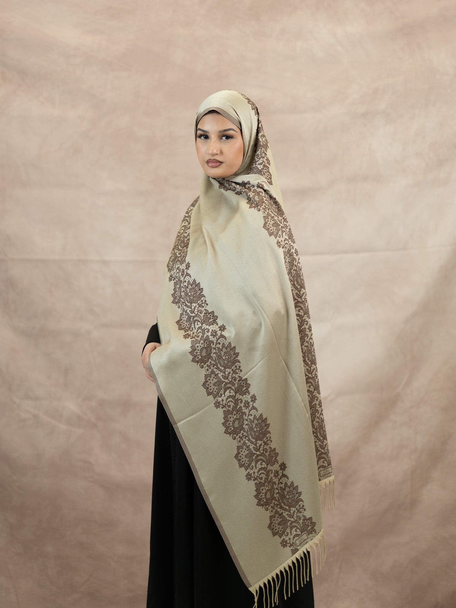 Reversible Lace Veil Silk & Viscose Scarf