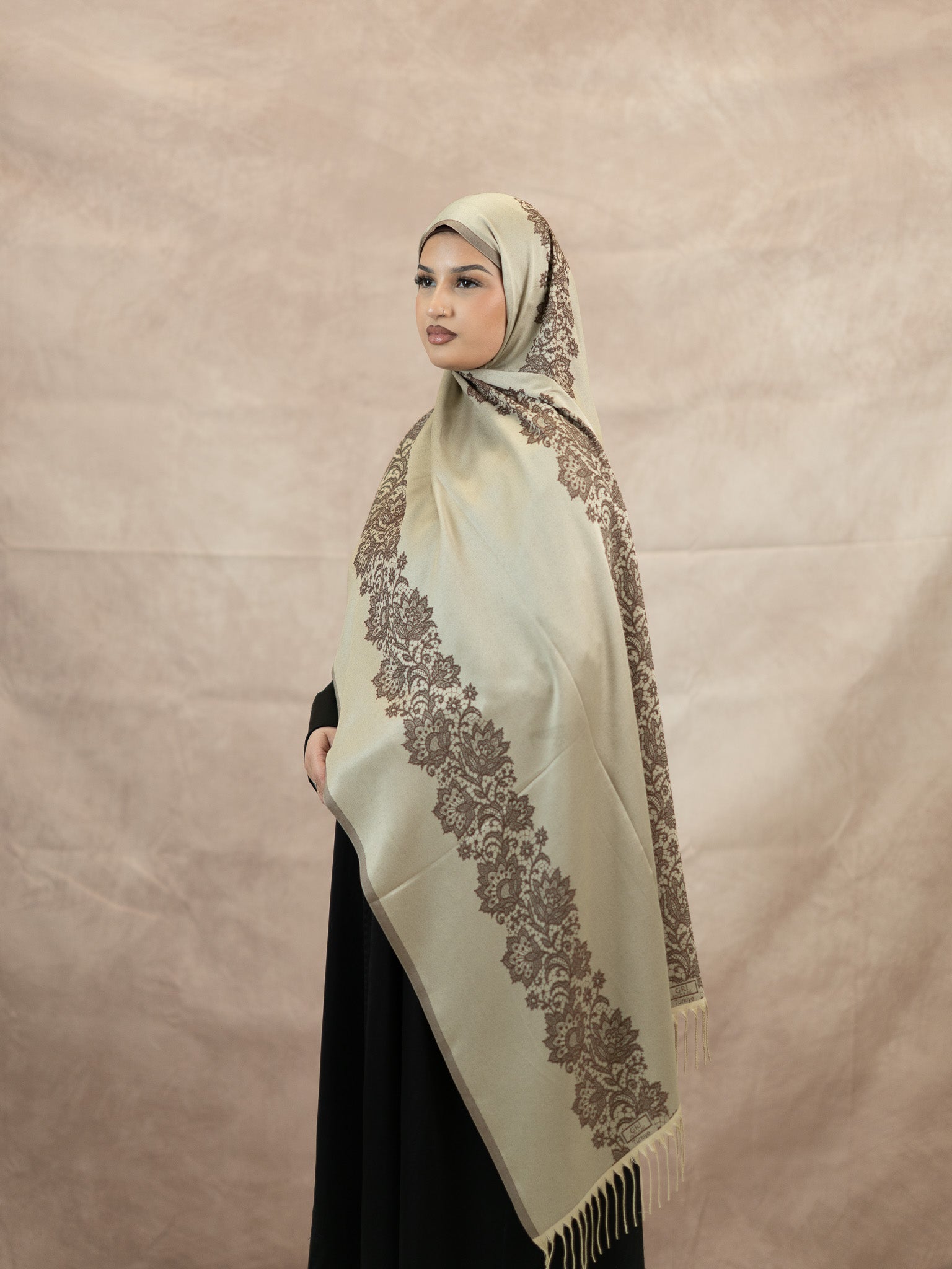 Reversible Lace Veil Silk & Viscose Scarf