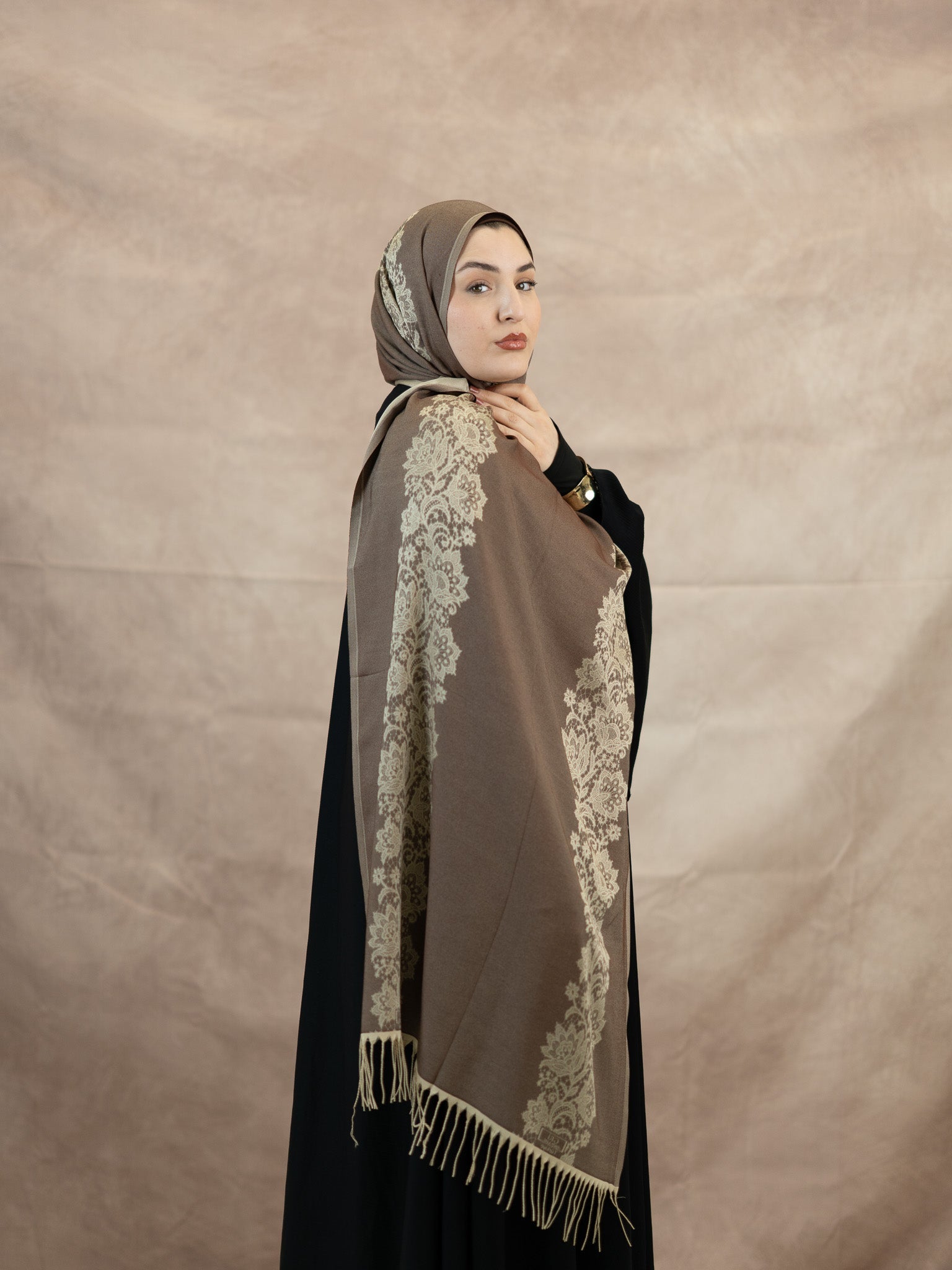 Reversible Lace Veil Silk & Viscose Scarf