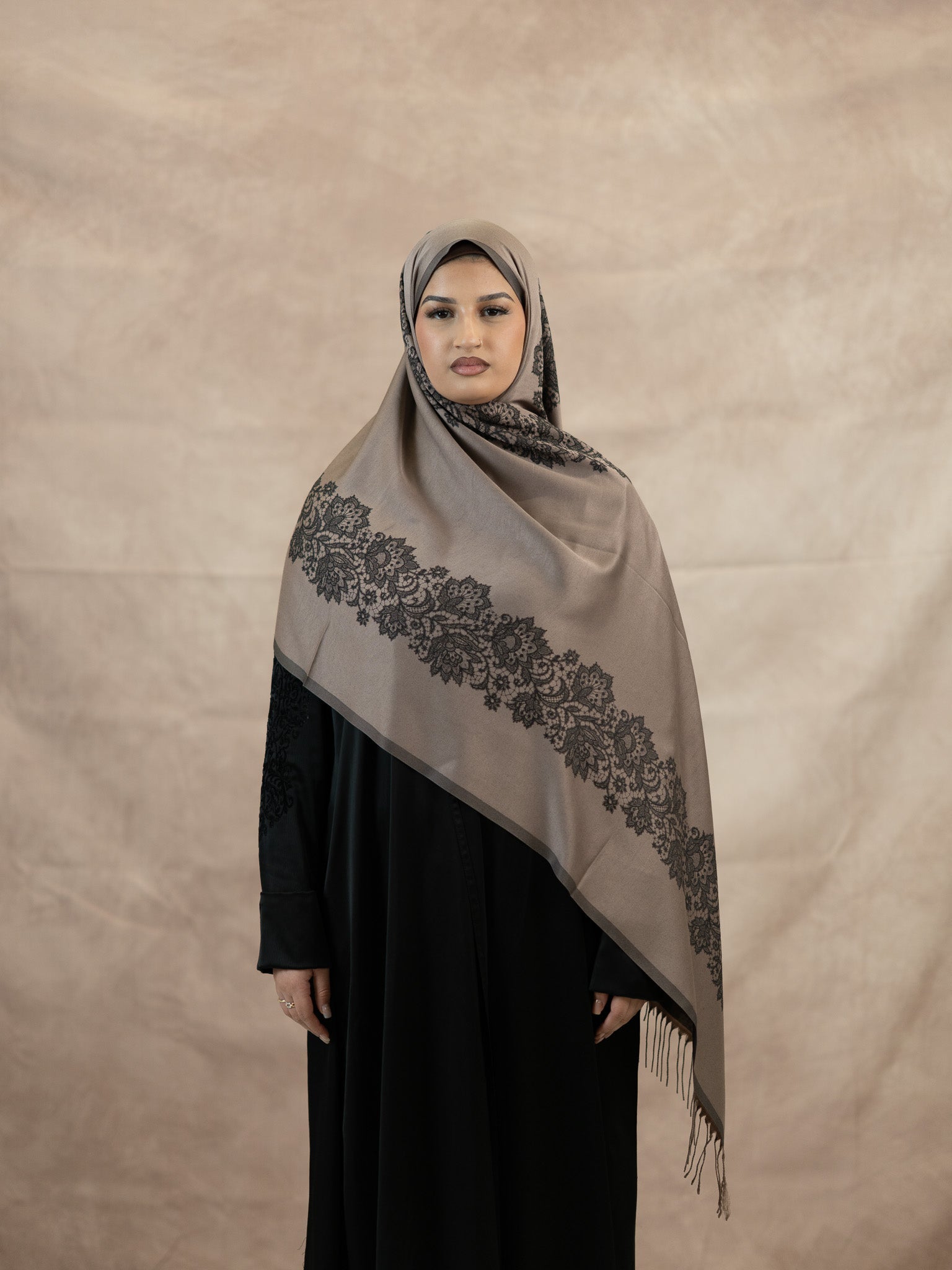 Reversible Lace Veil Silk & Viscose Scarf