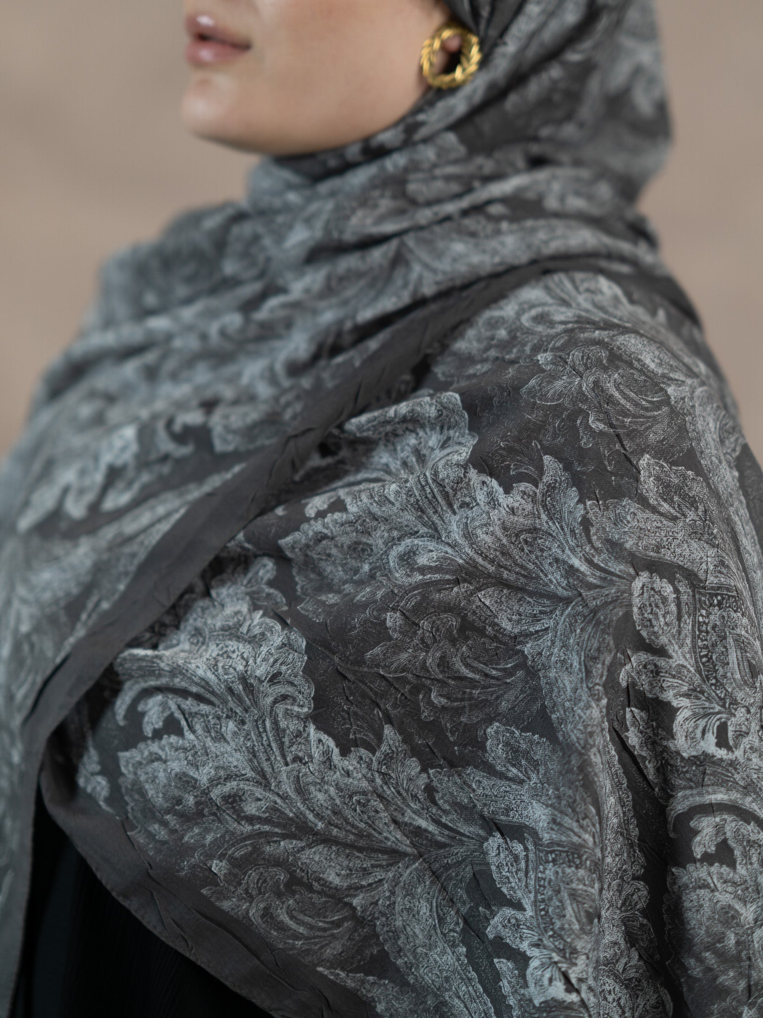 Baklava Floral Bamboo Crush Cotton Scarf