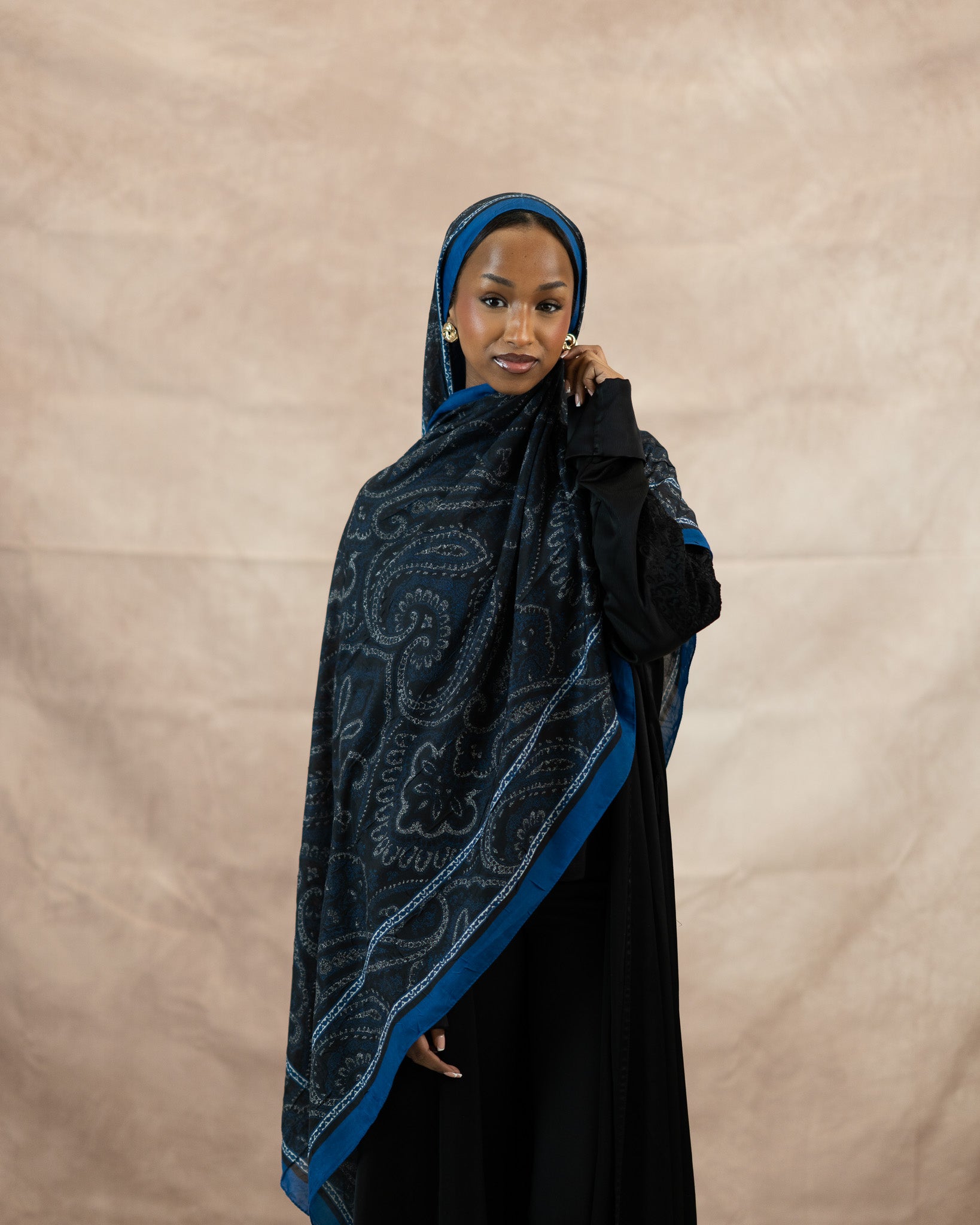 Paisley Border Bamboo Crush Cotton Scarf
