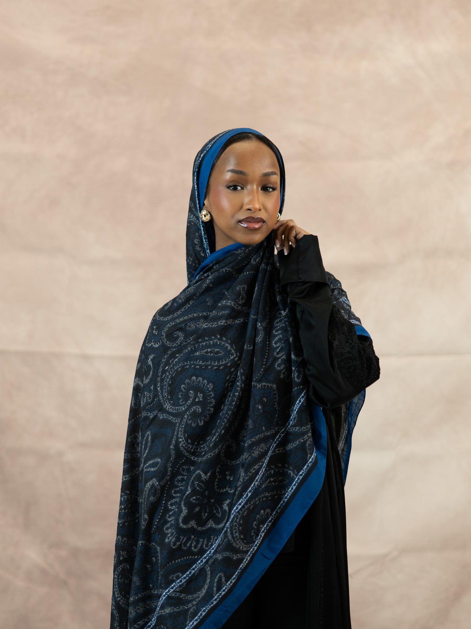 Paisley Border Bamboo Crush Cotton Scarf
