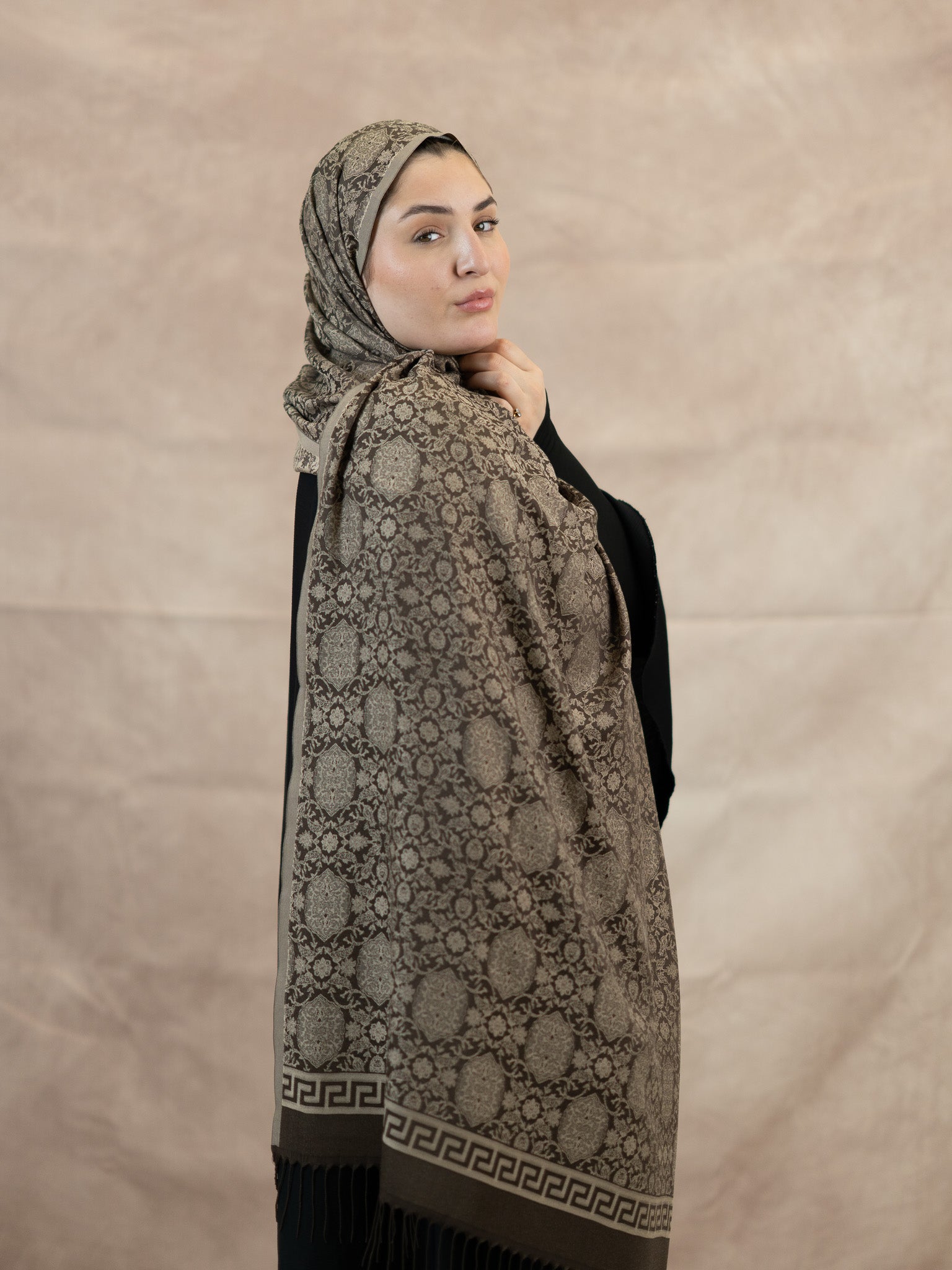 Reversible Jacquard Silk And Viscose Scarf