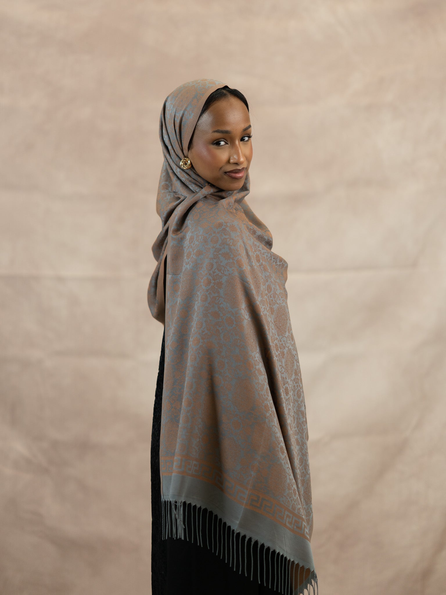 Reversible Jacquard Silk And Viscose Scarf