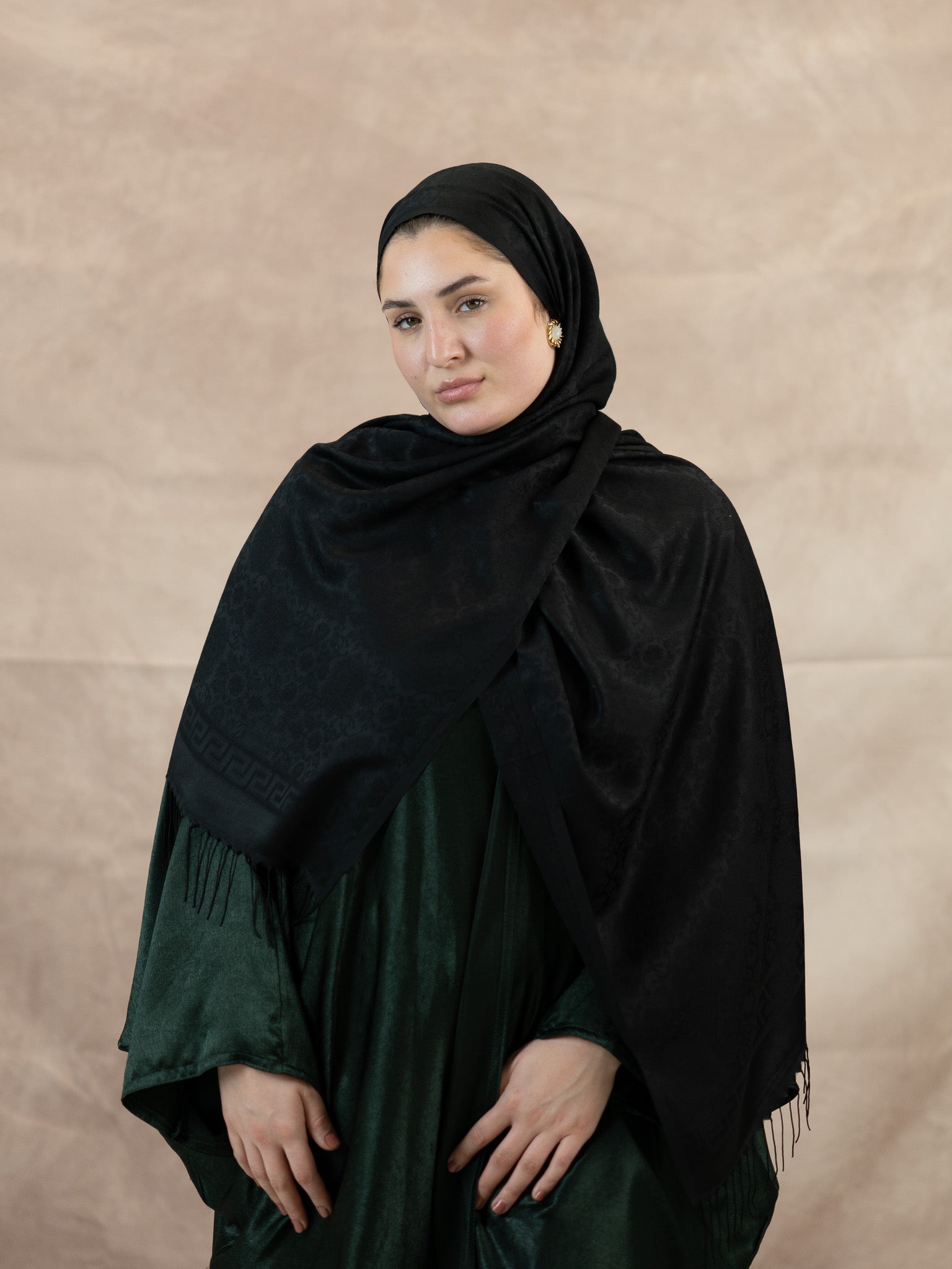 Reversible Jacquard Silk And Viscose Scarf