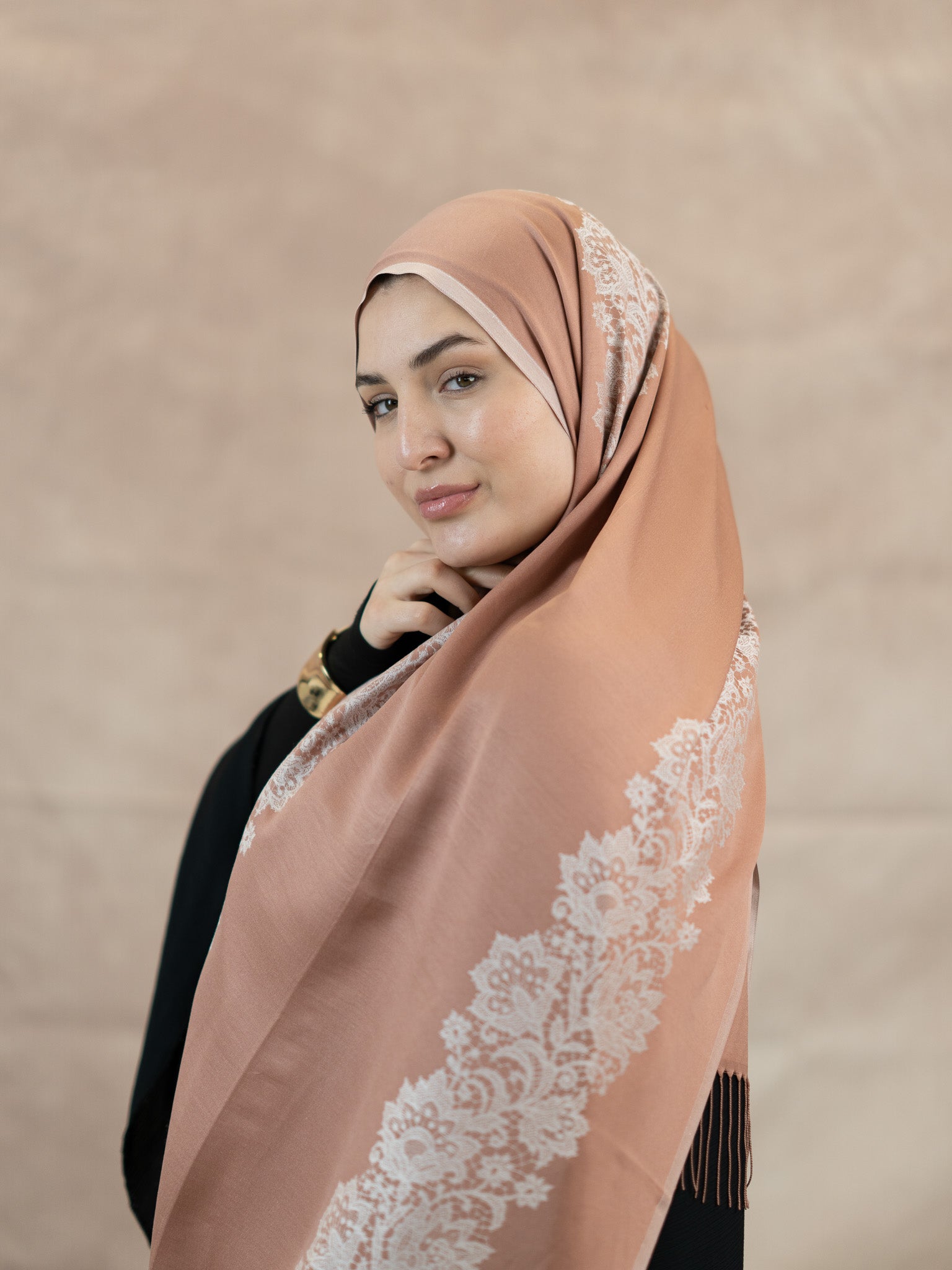 Reversible Lace Veil Silk & Viscose Scarf