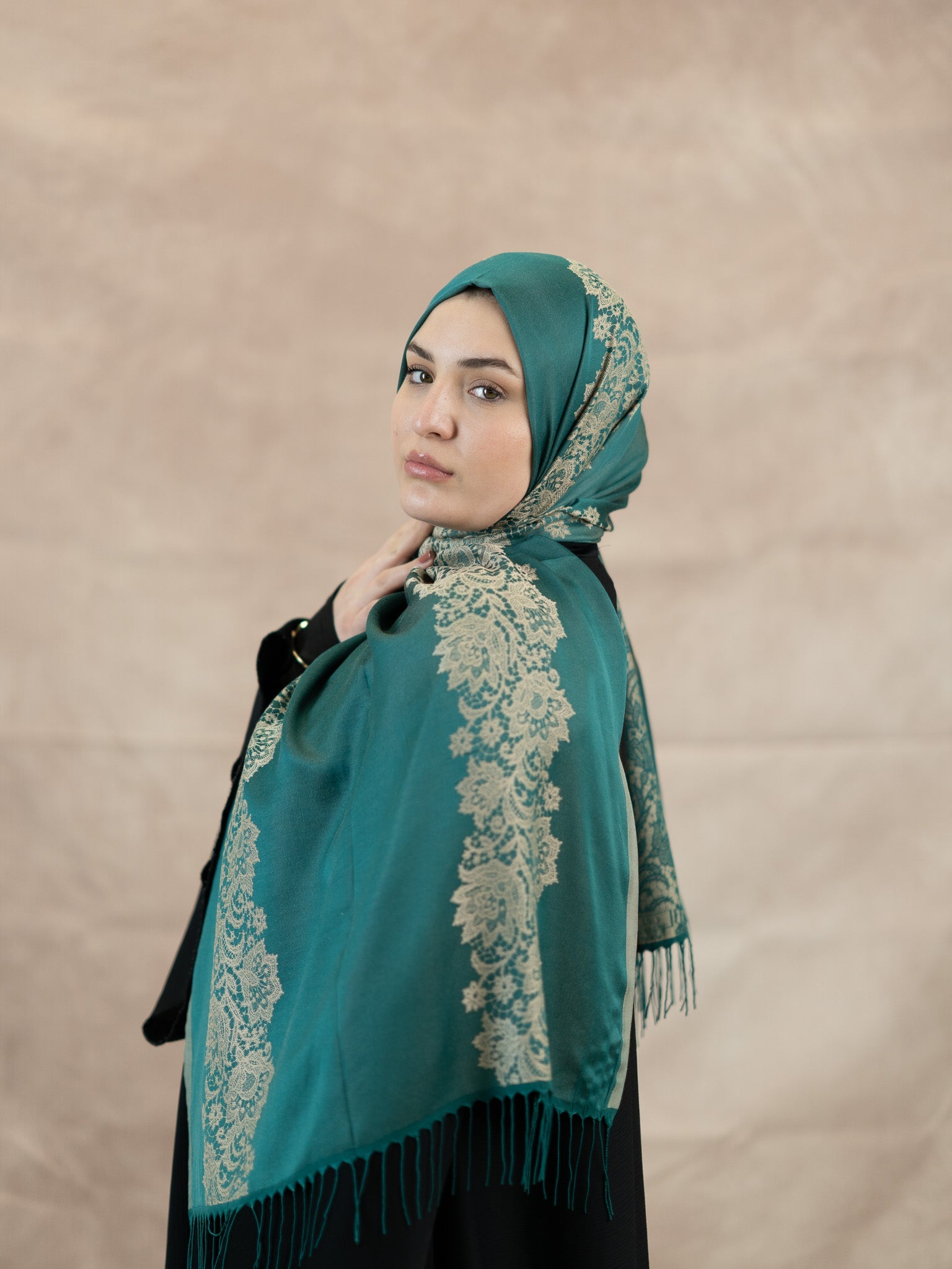 Reversible Lace Veil Silk & Viscose Scarf