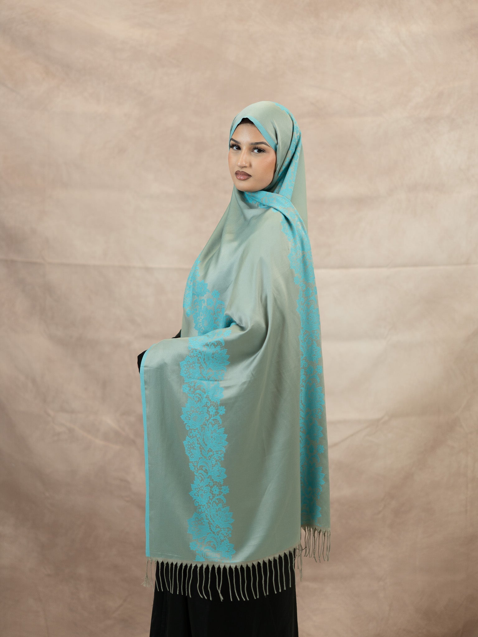 Reversible Lace Veil Silk & Viscose Scarf