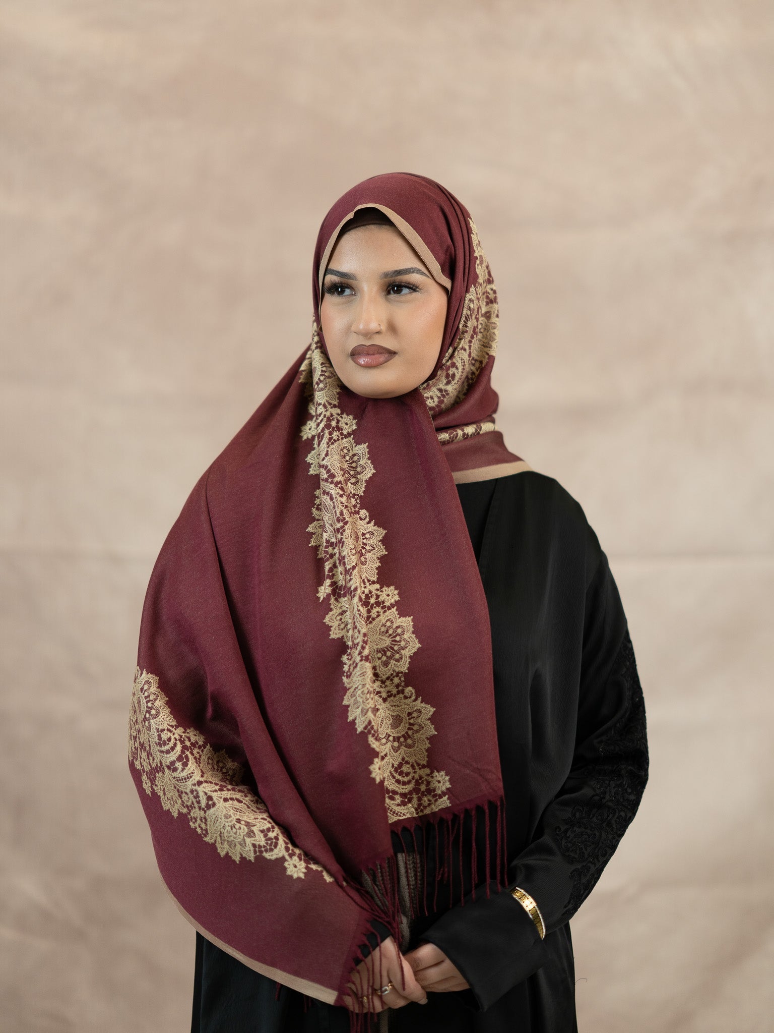 Reversible Lace Veil Silk & Viscose Scarf