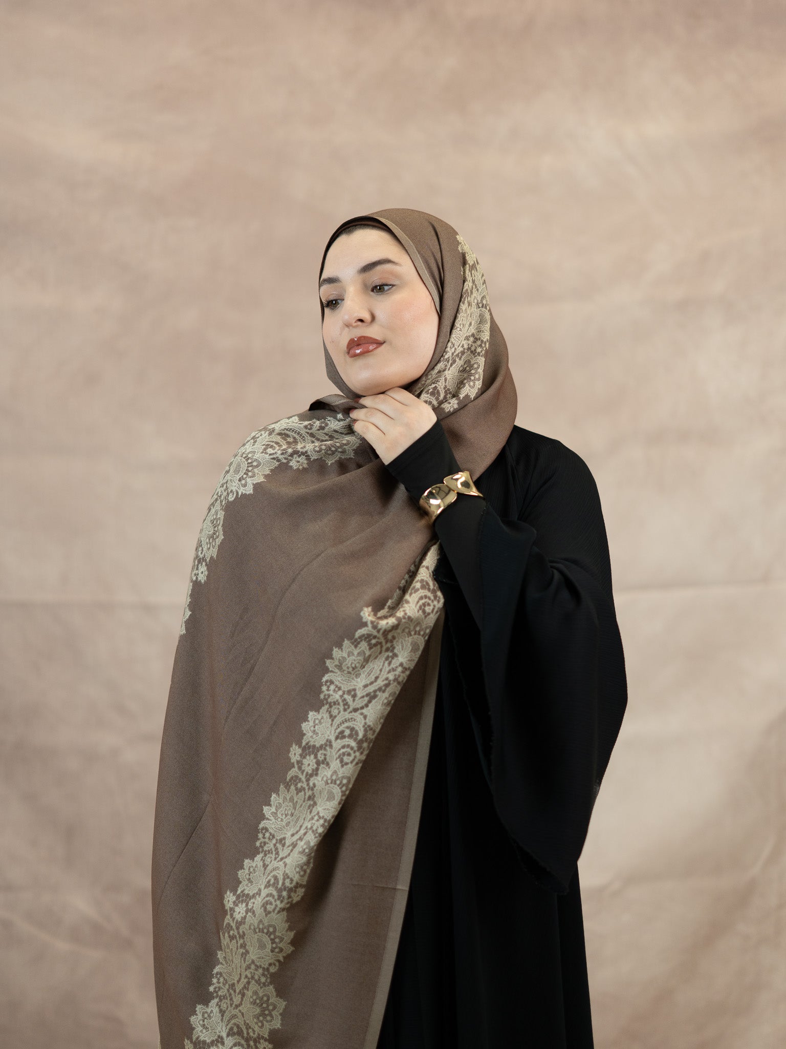 Reversible Lace Veil Silk & Viscose Scarf