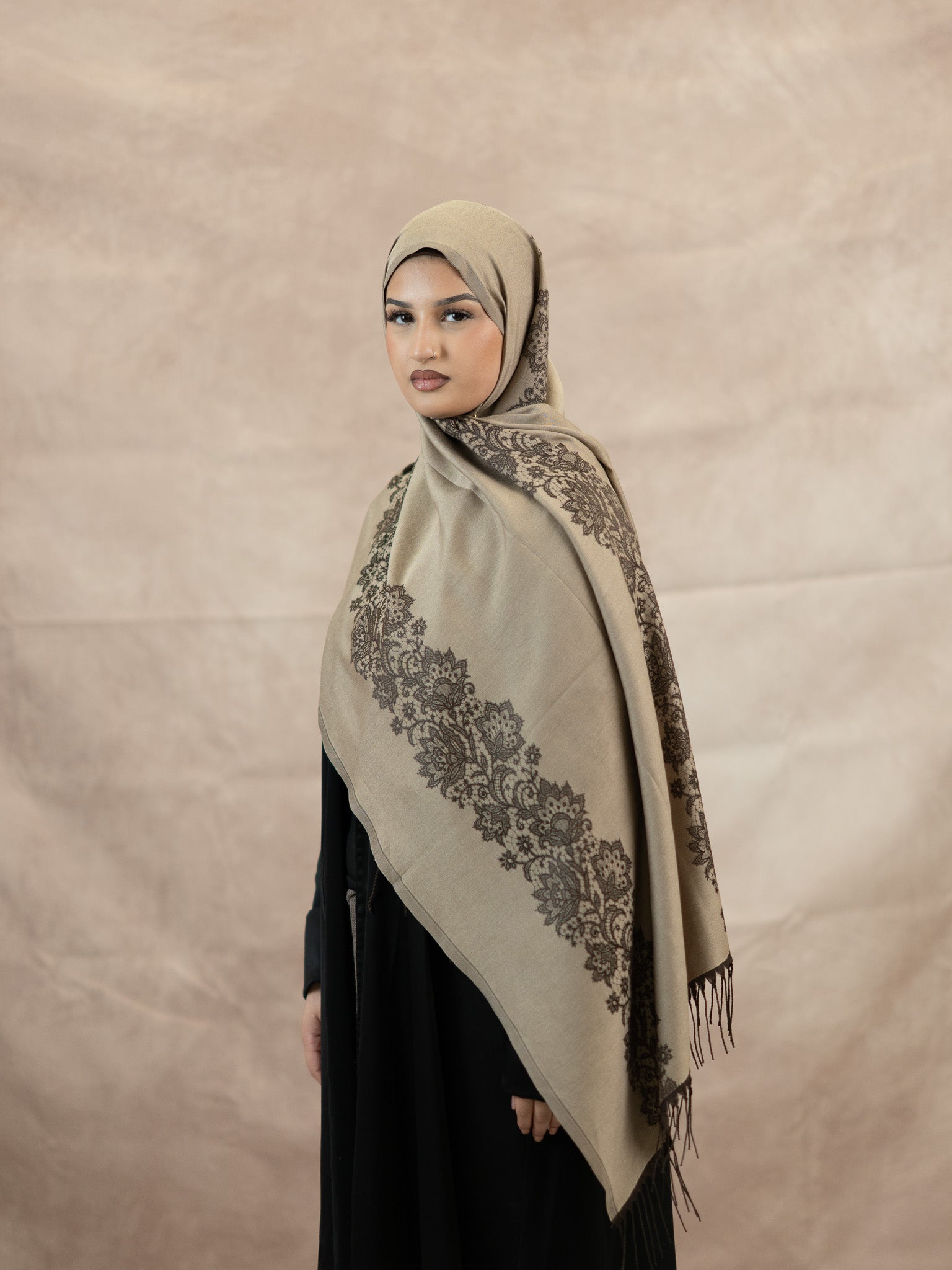 Reversible Lace Veil Silk & Viscose Scarf