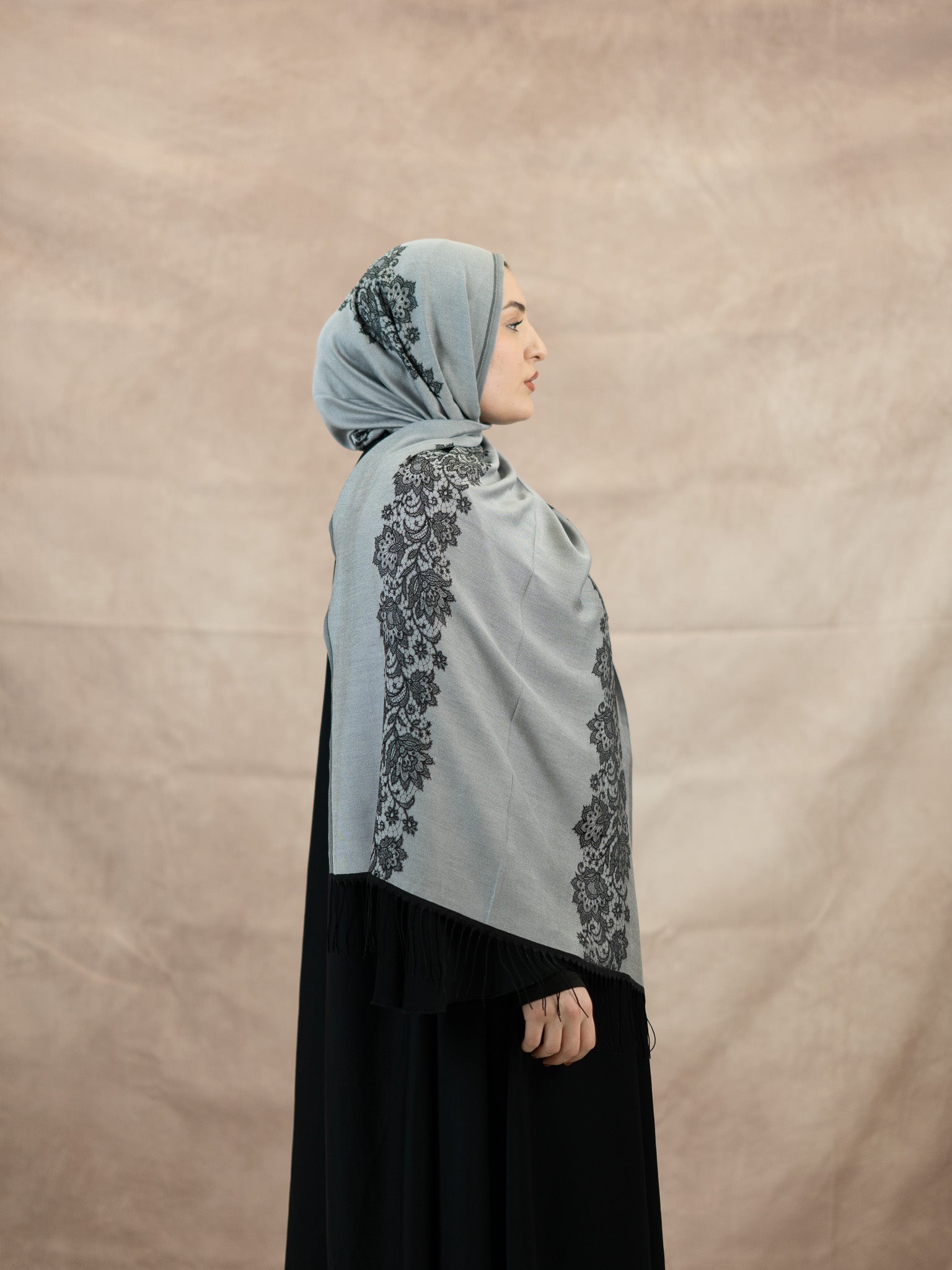 Reversible Lace Veil Silk & Viscose Scarf