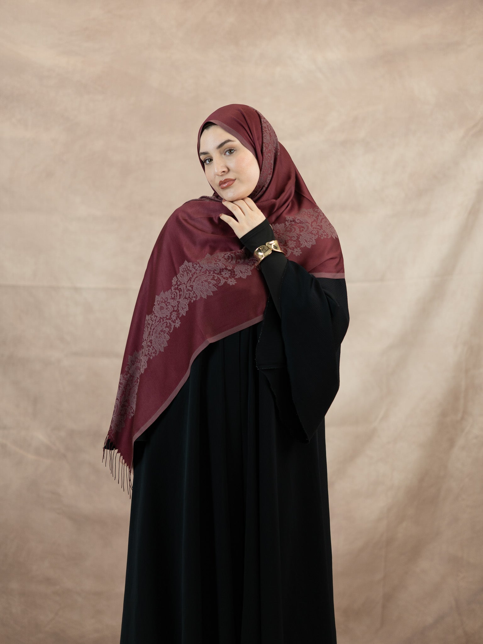 Reversible Lace Veil Silk & Viscose Scarf