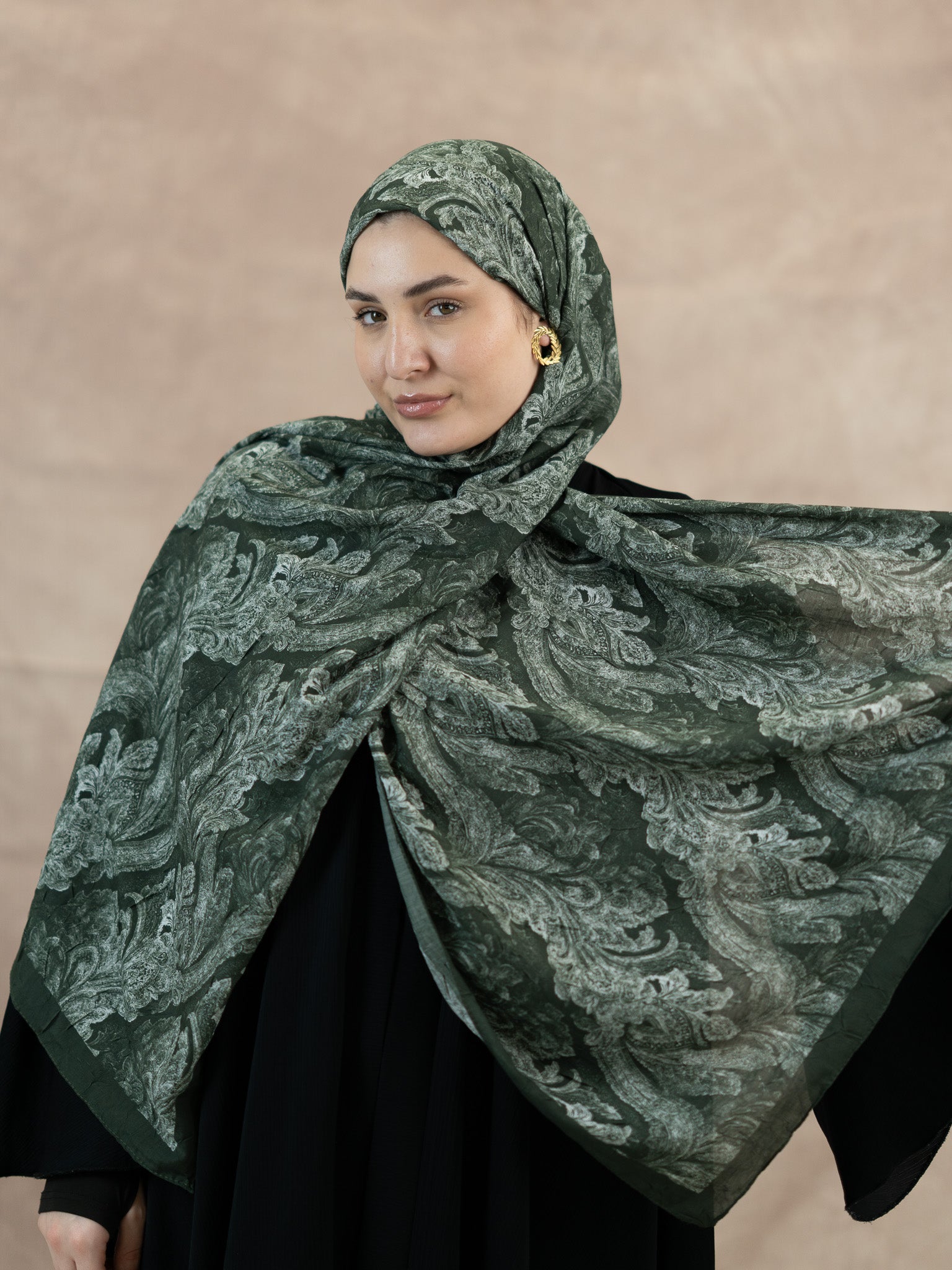 Baklava Floral Bamboo Crush Cotton Scarf