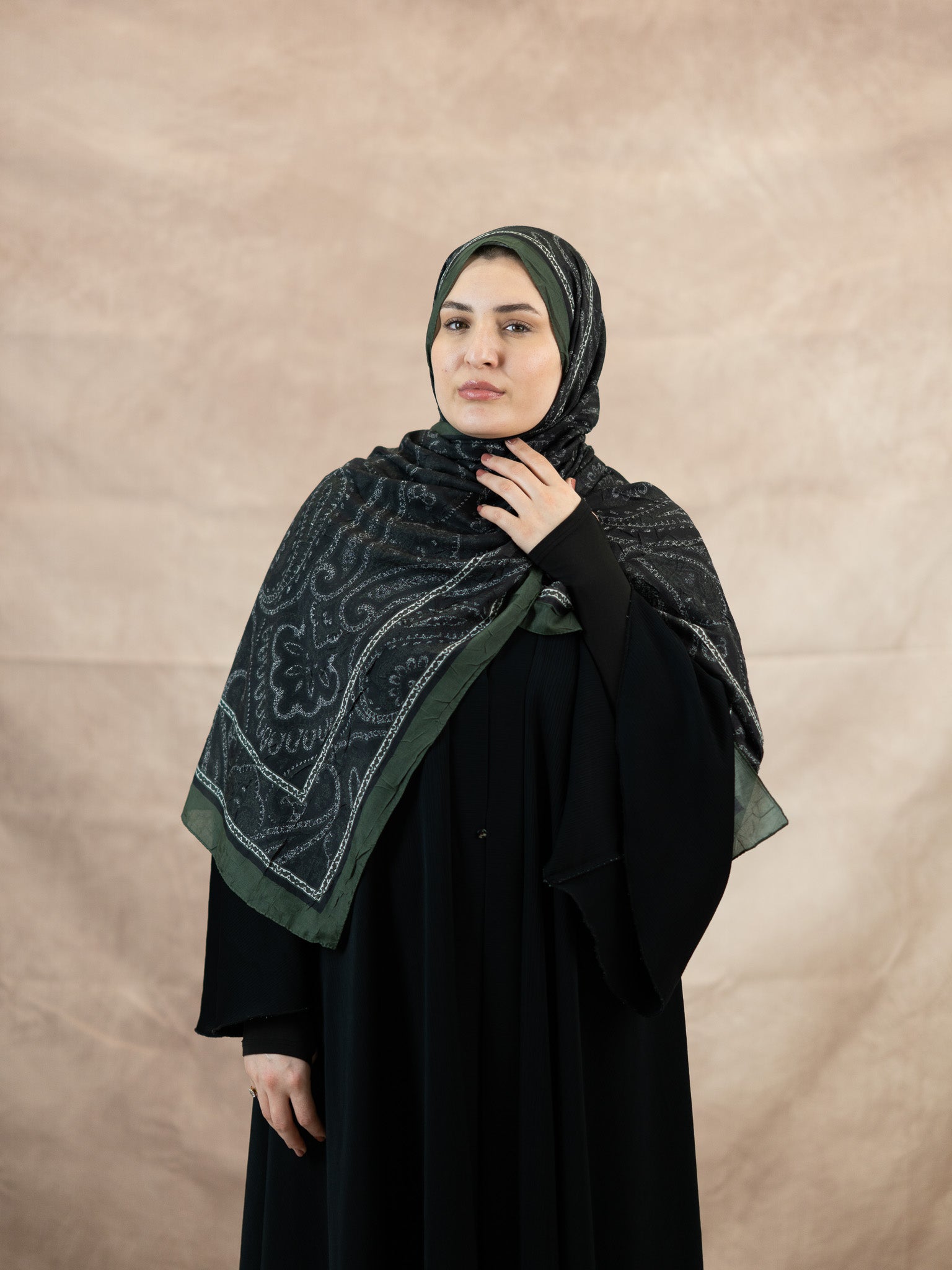 Paisley Border Bamboo Crush Cotton  Scarf
