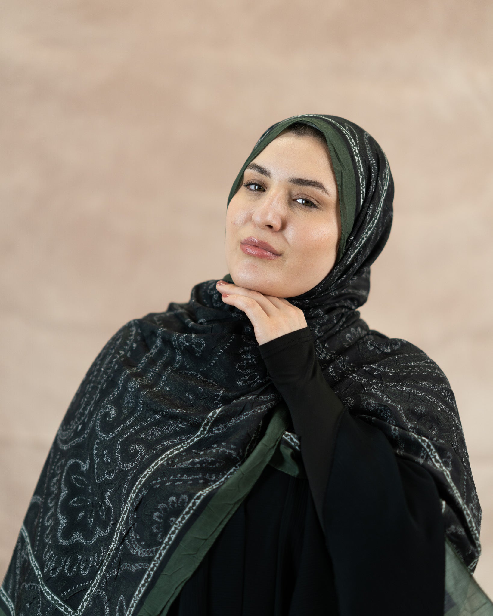 Paisley Border Bamboo Crush Cotton  Scarf