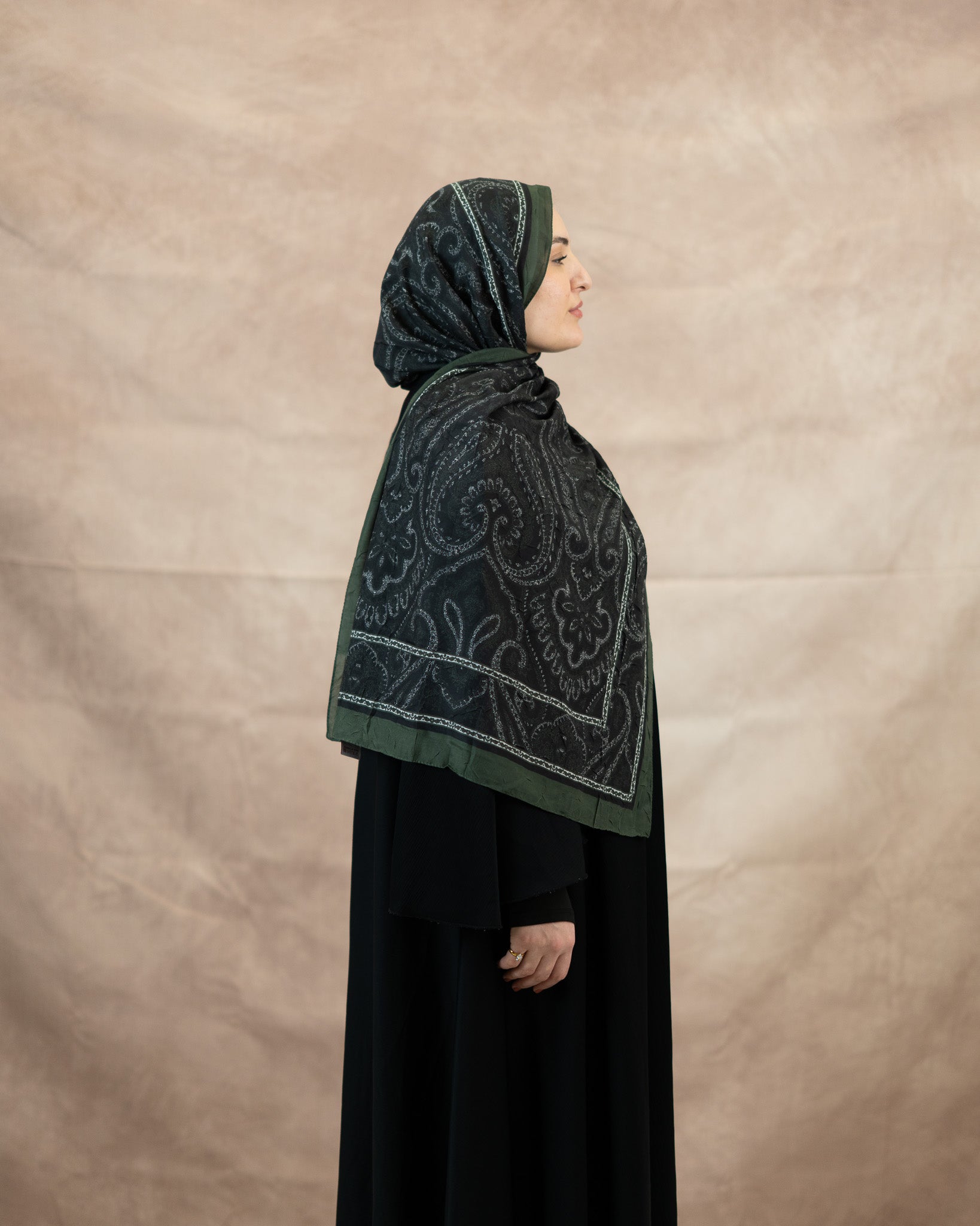 Paisley Border Bamboo Crush Cotton  Scarf